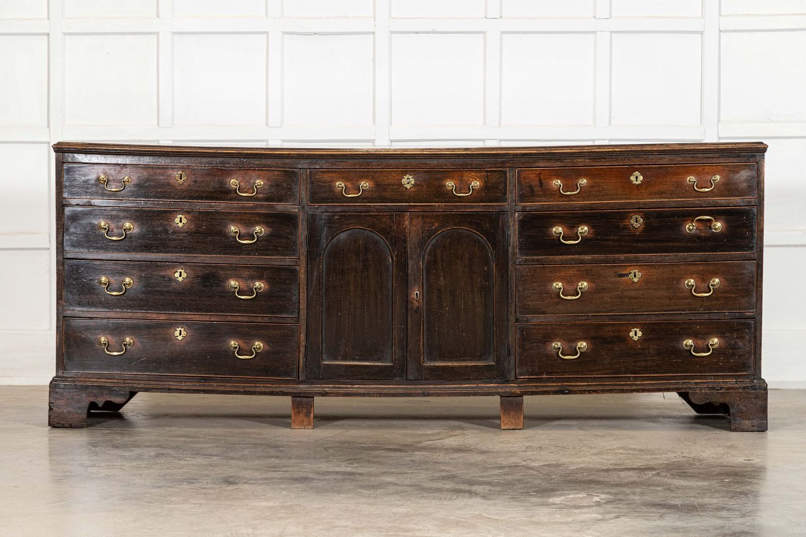 Large English George III Provincial Oak Dresser Base