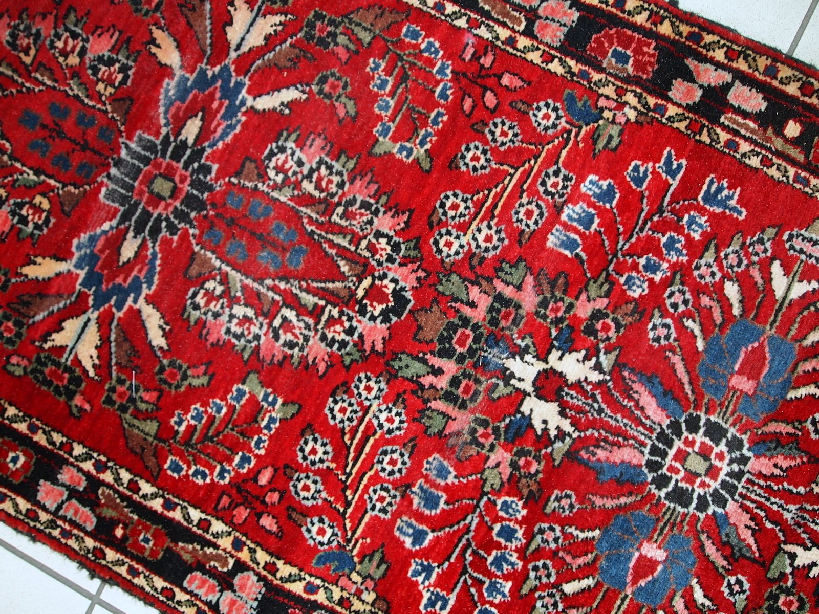 Handgemaakte antieke bloemen wollen loper — 84 × 712 cm — jaren 1910 photo 1560.0