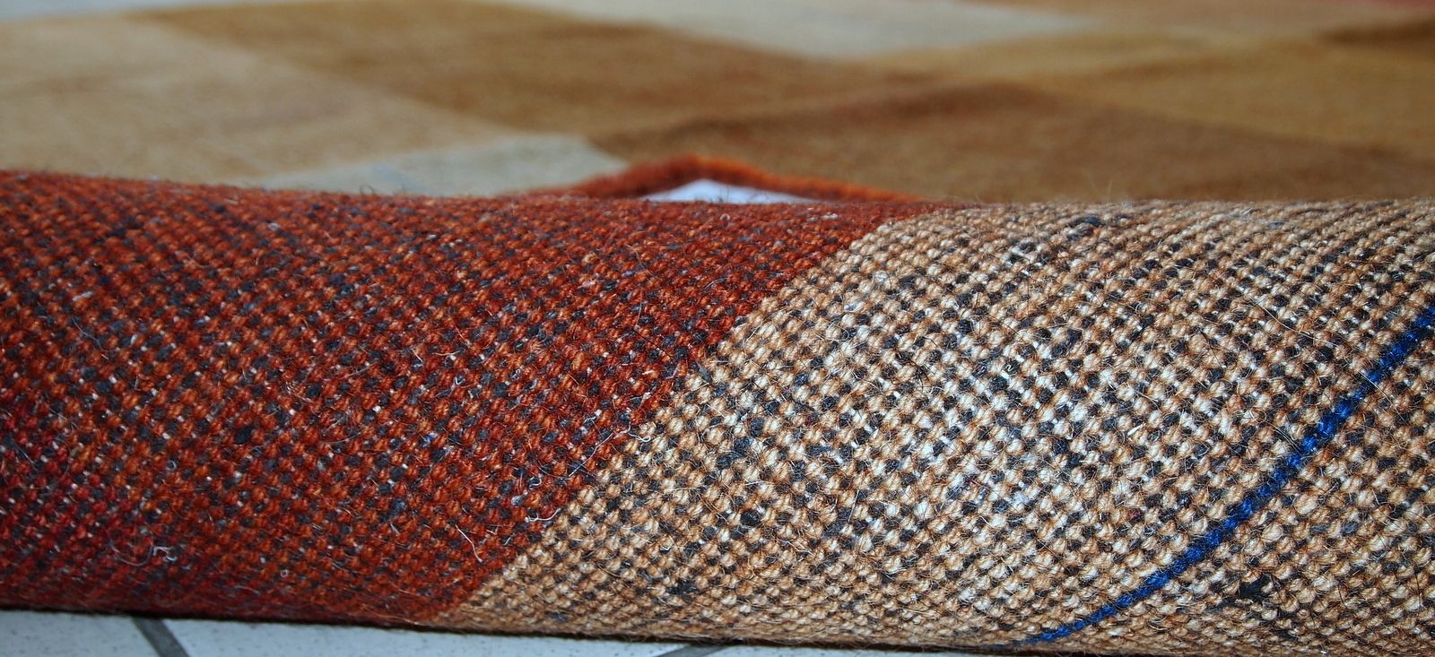photo for sale Handmade Vintage Geometric Wool Rug — 6'5" × 9'8" — 1980s