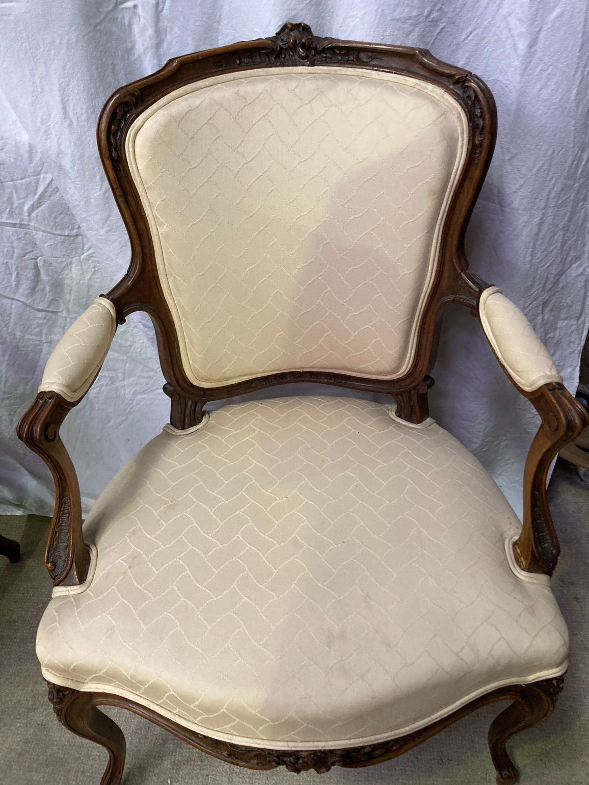 Pair Of Beige Louis XV Style Armchairs. photo vintage