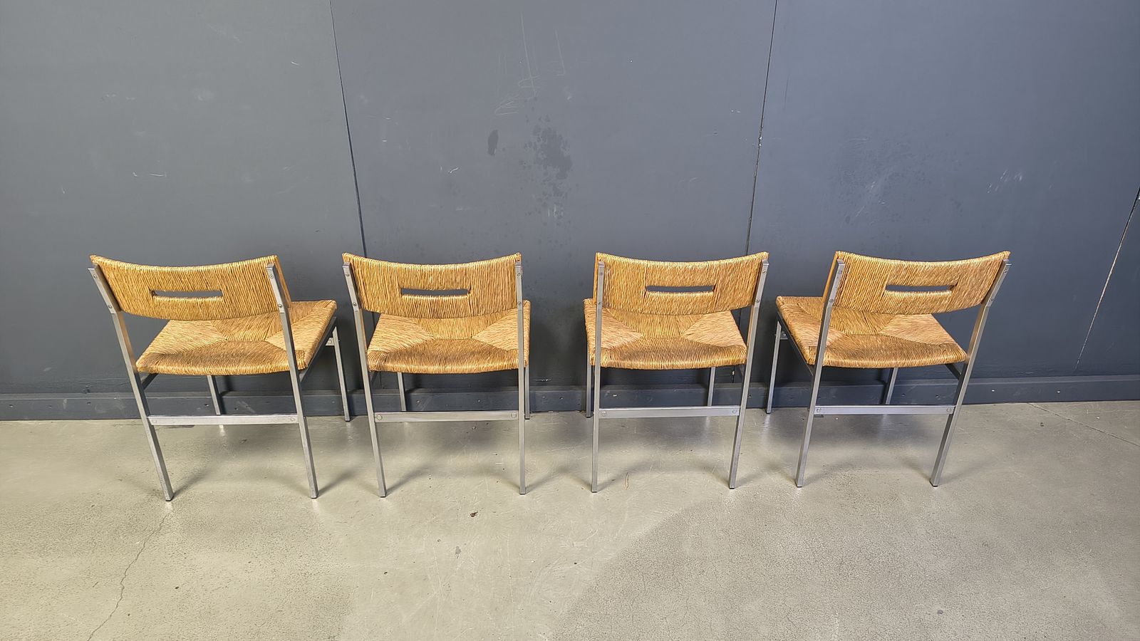 Belgian Wicker And Chrome Dining Chairs, 1970s   Set Of 4 photo Furniture