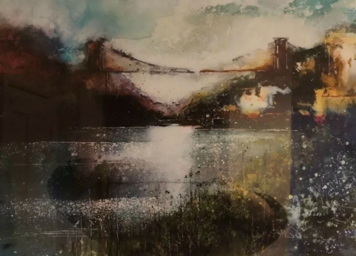 Clifton Suspension Bridge Print. Bristol. Impressionist Art. Ink photo Art