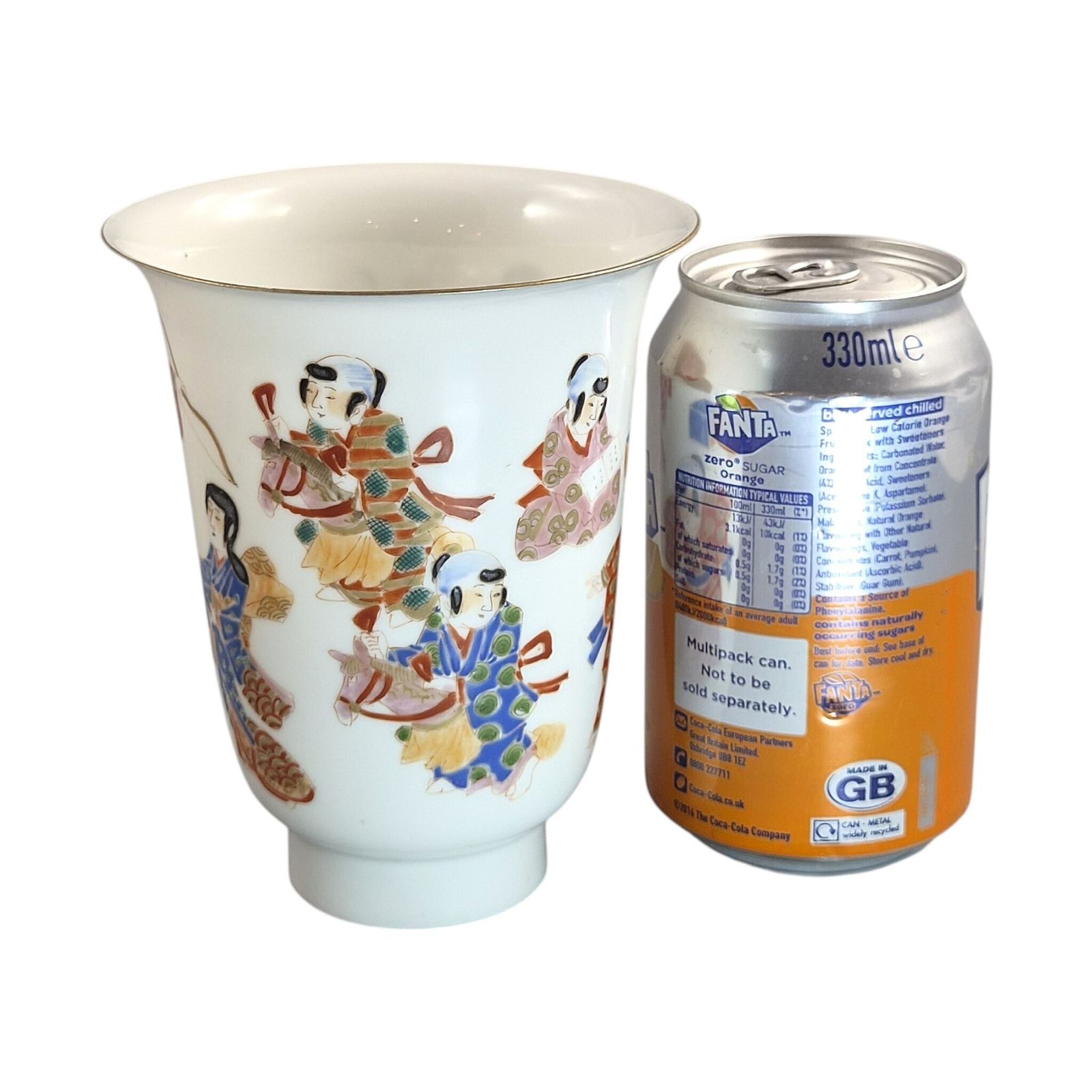 photo for sale Japanese Meiji Eggshell Export Porcelain Beaker Vase, Hichozan Shinpo