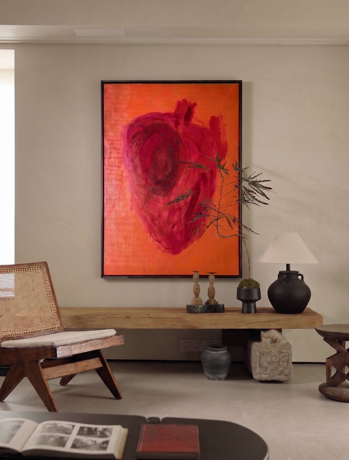 Large Abstract Expressionist Painting In Burnt Orange & Red. Contemporary Textured Canvas photo for sale