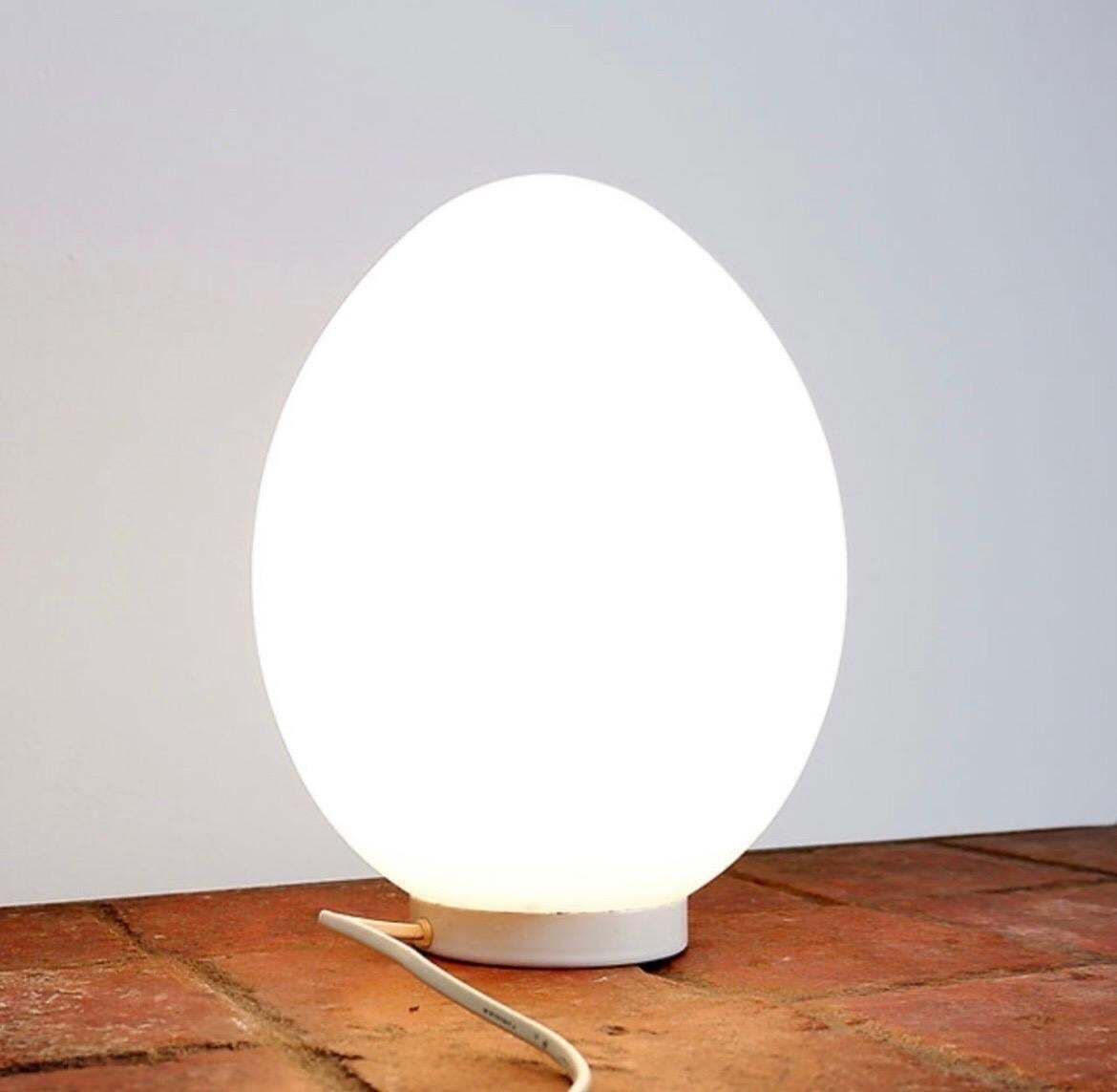 Mid Century Modern Opaline Glass Egg Lamp Attr. Fontana Arte, 1970s photo for sale