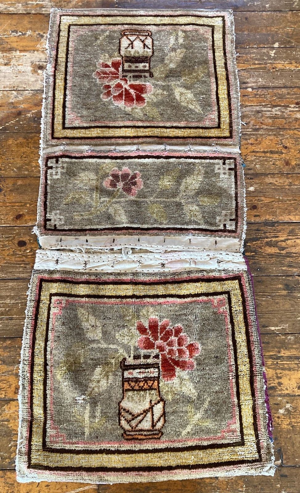 Antiek Chinees Khotan-zadeltasje 1,22 m x 0,50 m photo Textiel