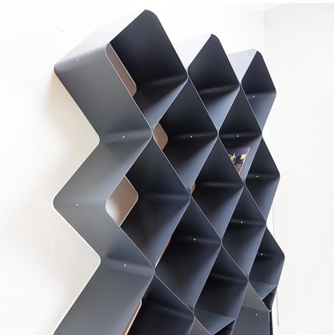 photo vinterior Set Of Honeycomb Metal Wall Shelf By Albury In Gray    Organic Modern Design