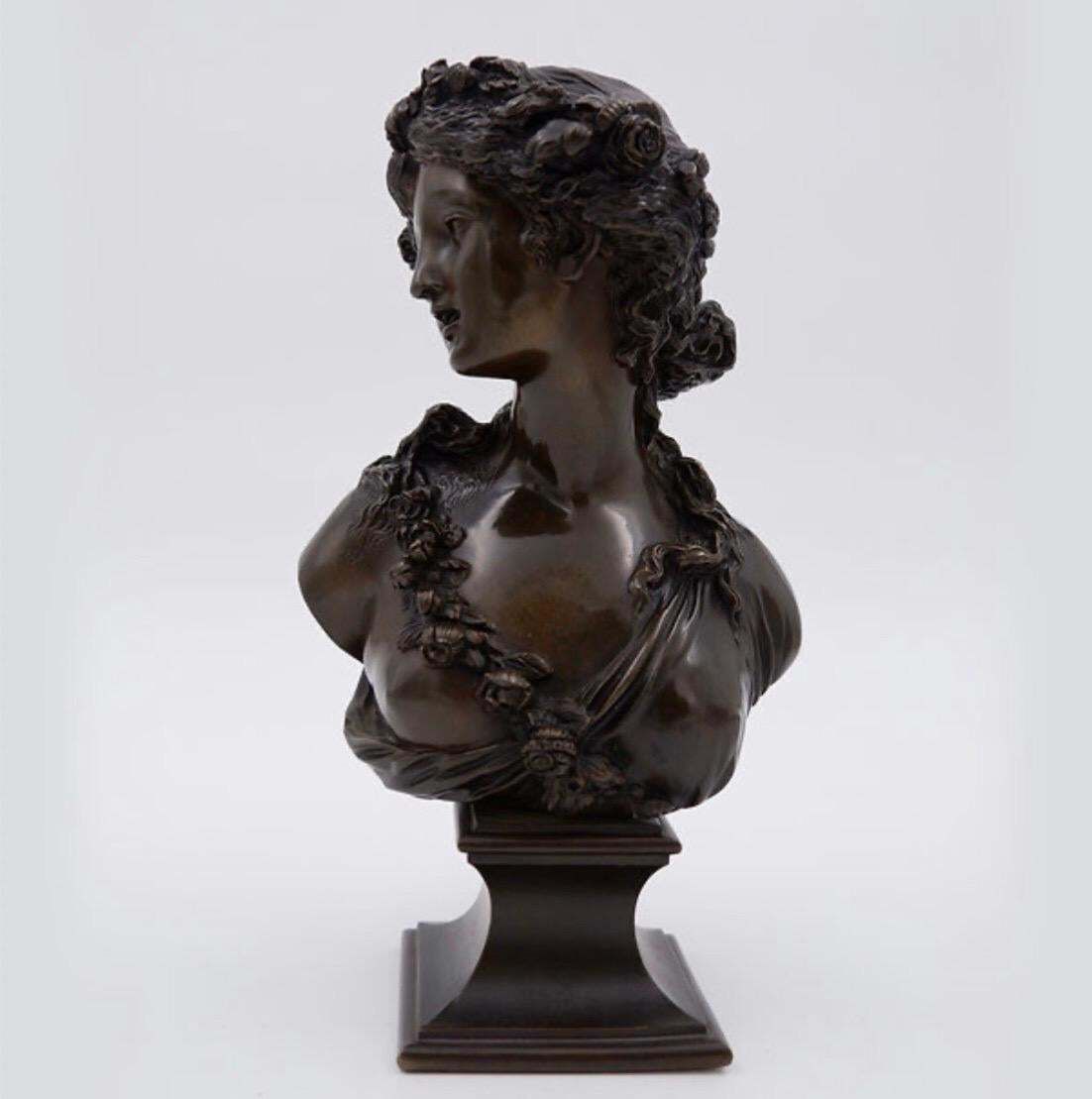 J.C. Marin Bronze "Jeune Femme Couronnée De Fleurs " 19th Century photo for sale