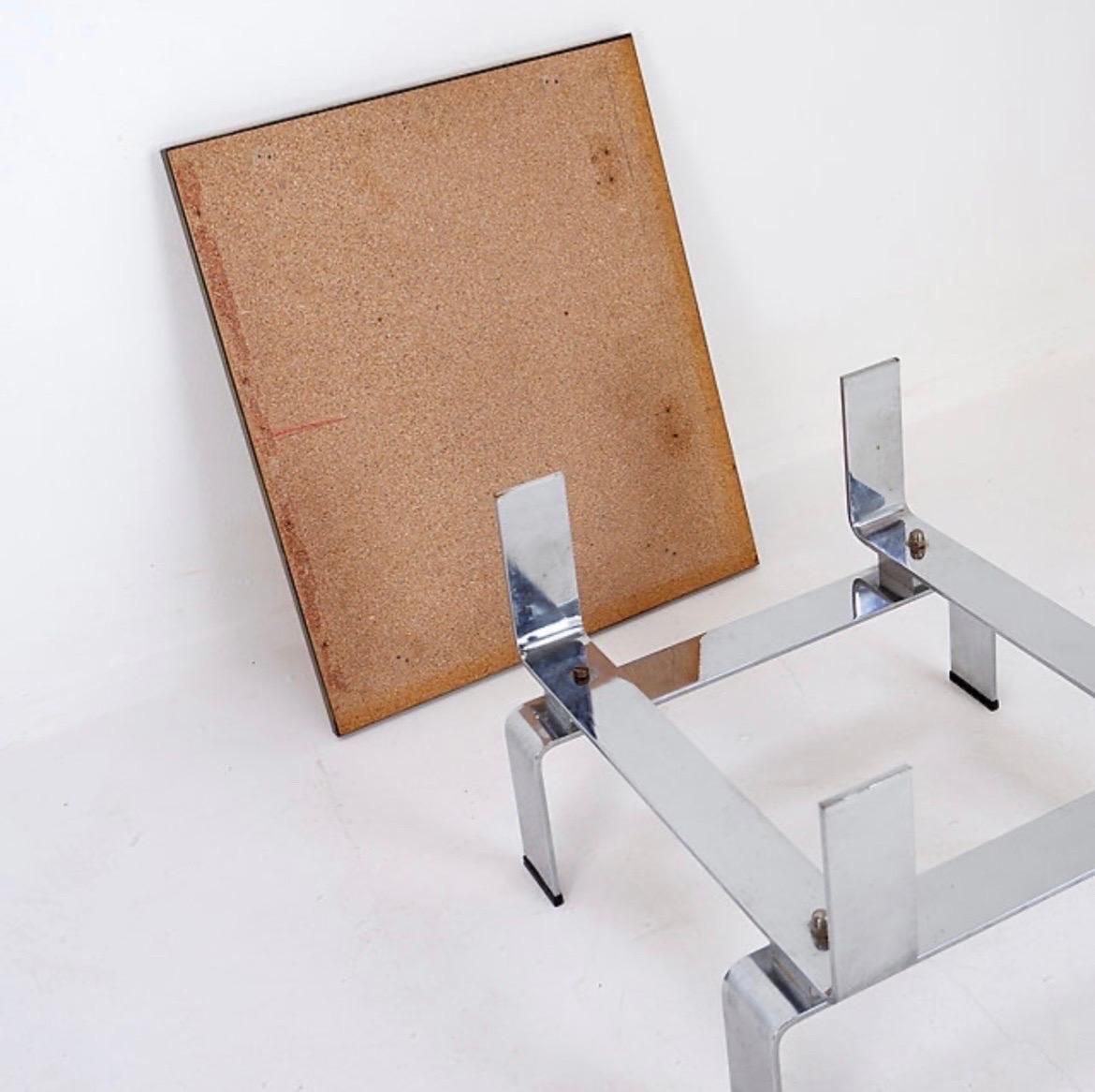 photo vintage Acid Etched Brass Coffee Table Top By Christian Krekels With An Agate Stone   1980s