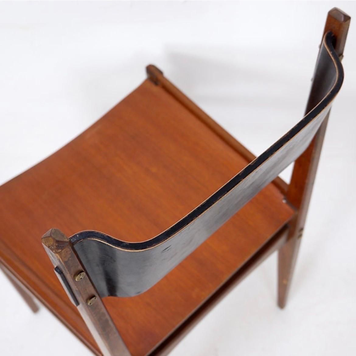 photo furniture Mid Century Italian Chair By Pozzi & Verga, Bentwood & Brass, 1960s