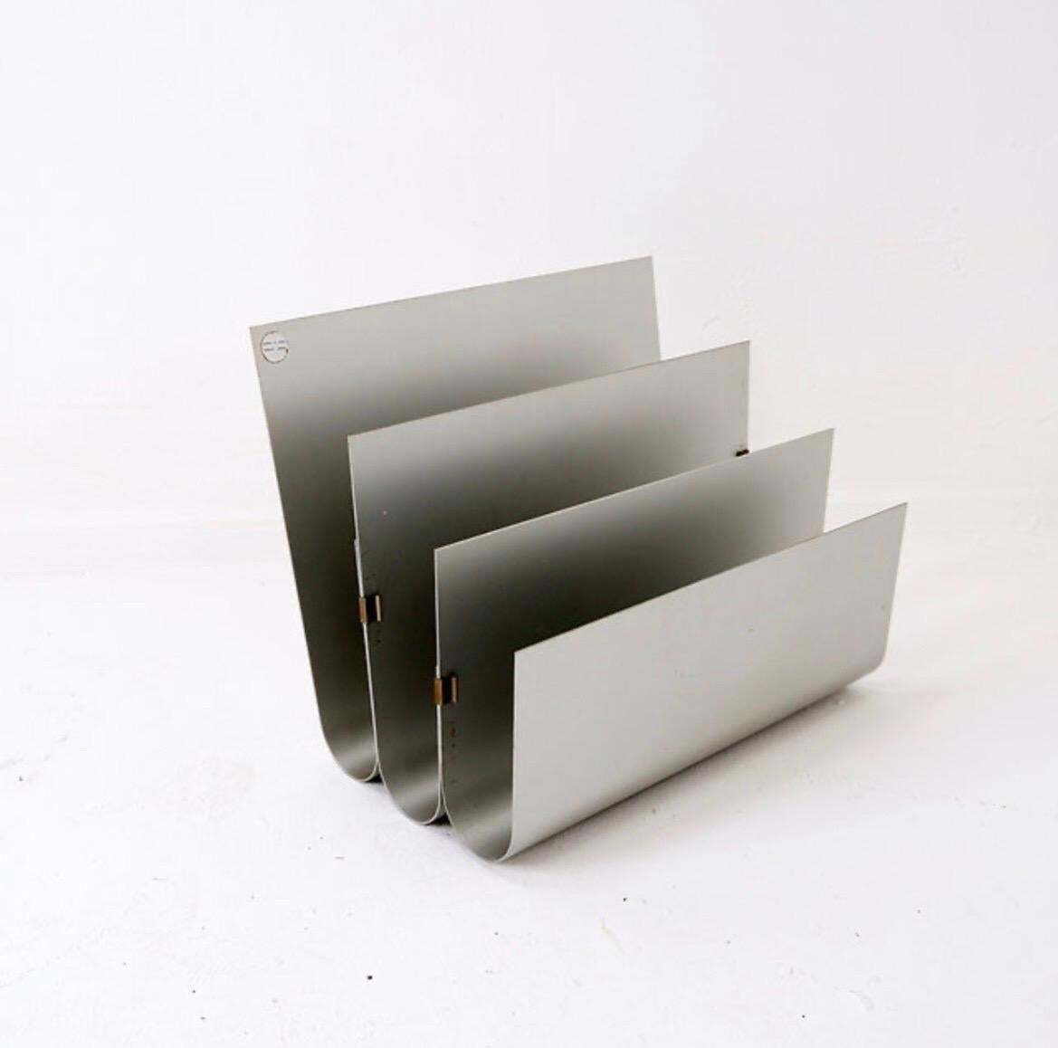 Aluminum Magazine Rack By Pierre Vandel For Espace Pierre Cardin, 1970s photo vintage