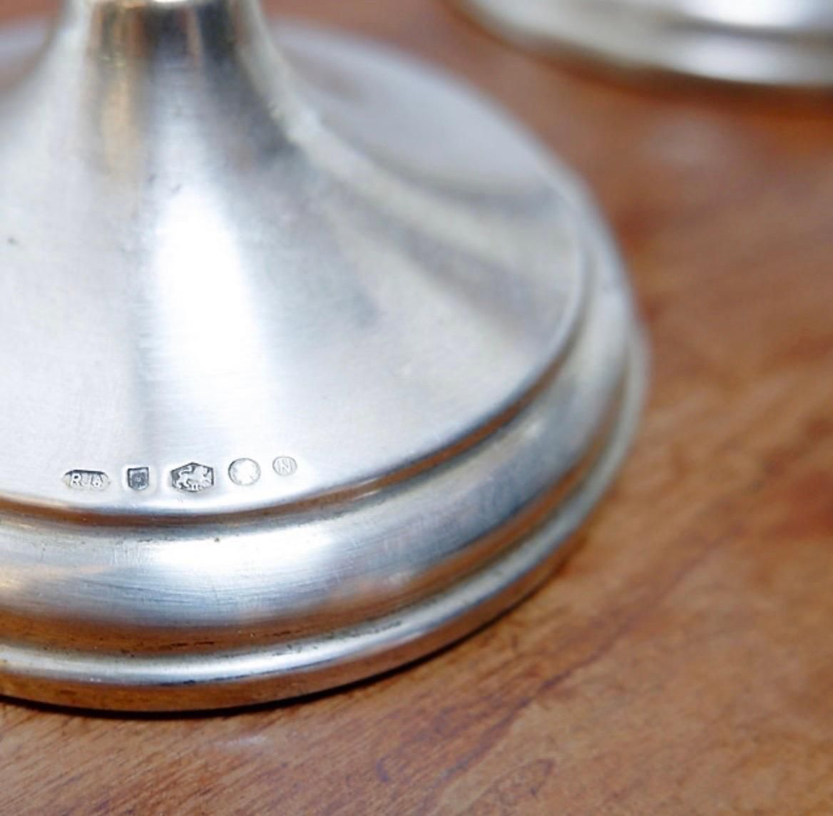 Pair Of 1970s Antique Silver Candlesticks, 9cm Diameter, Elegant Art photo furniture
