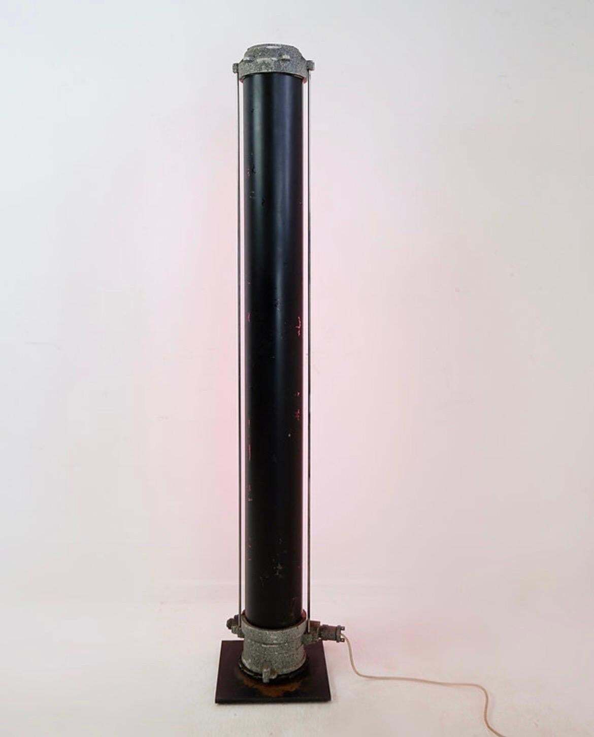 photo for sale Industrial Pink Column Floor Lamp, Metal, Vintage Style, Circa 1960
