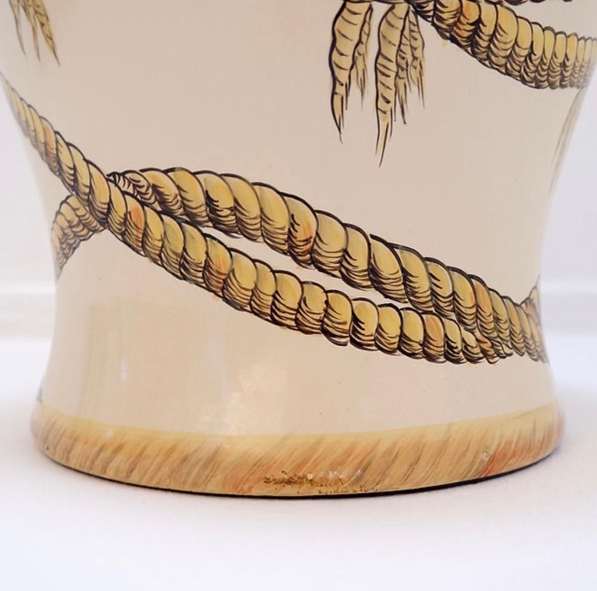 Home Decor Large Porcelain Rope Vase Potiche, Contemporary Design, 21st Century photo