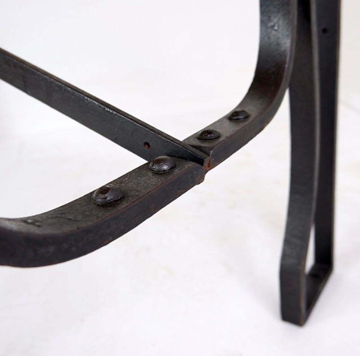 1950s Industrial Bistro Table, Wrought Iron And Wood, Arts And Crafts photo 1863.0