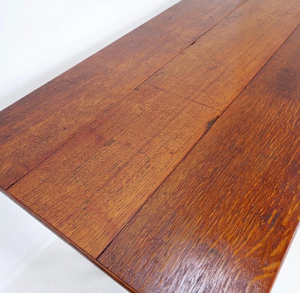 1950s Industrial Bistro Table, Wrought Iron And Wood, Arts And Crafts photo buy