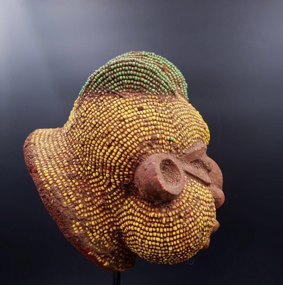 Pair Of African Terracotta And Pearl Heads, Late 20th Century Art photo buy