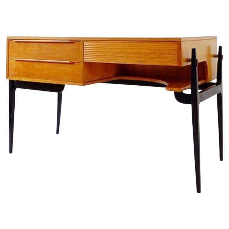 Alfred Hendrickx Style De Coene Desk, Beech Wood, Belgium, 1950