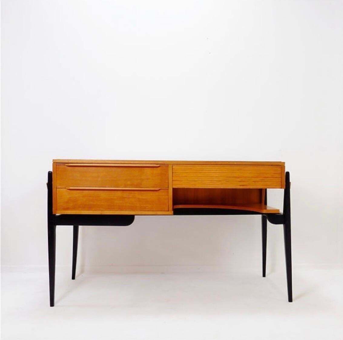 Alfred Hendrickx Style De Coene Desk, Beech Wood, Belgium, 1950 photo for sale