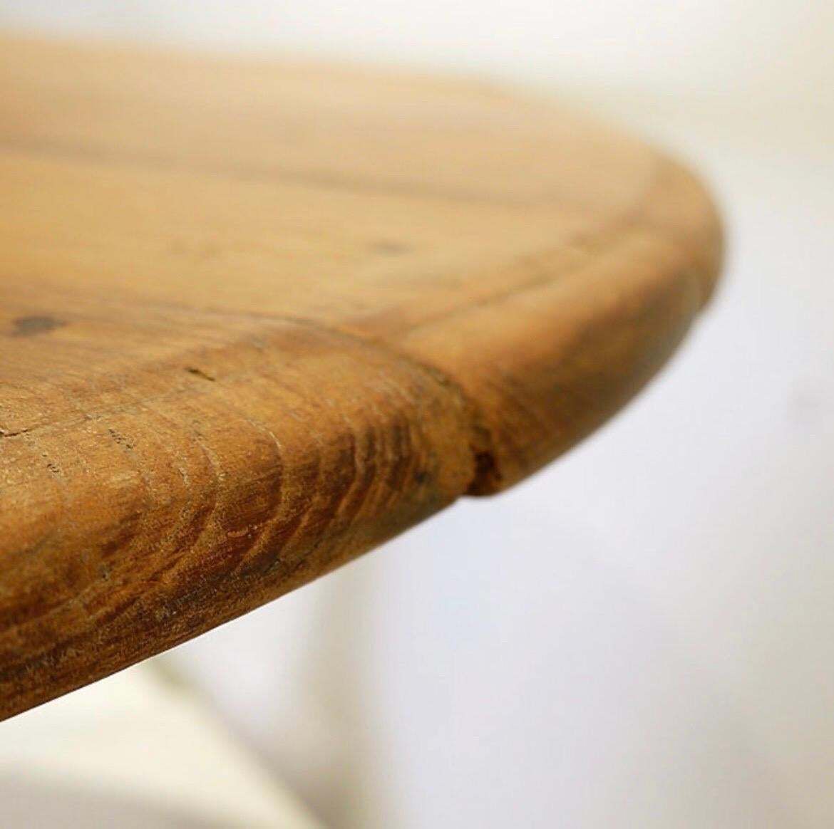 Rustic Round Pedestal Table, Pine Wood, Campaign Style, France, 1958 photo 1365.0