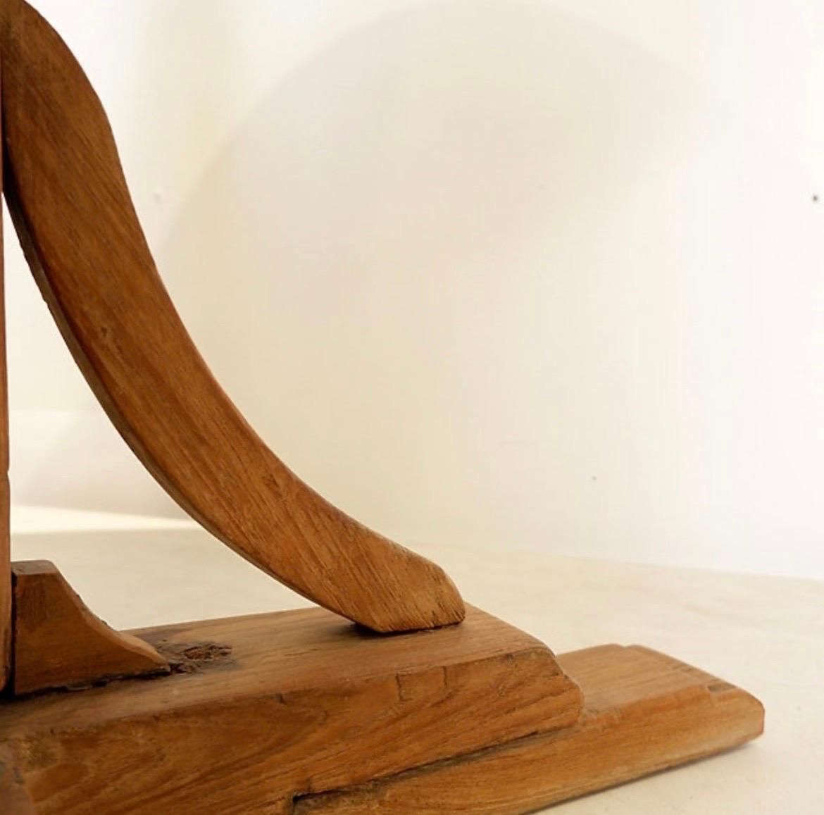 Furniture Rustic Round Pedestal Table, Pine Wood, Campaign Style, France, 1958 photo
