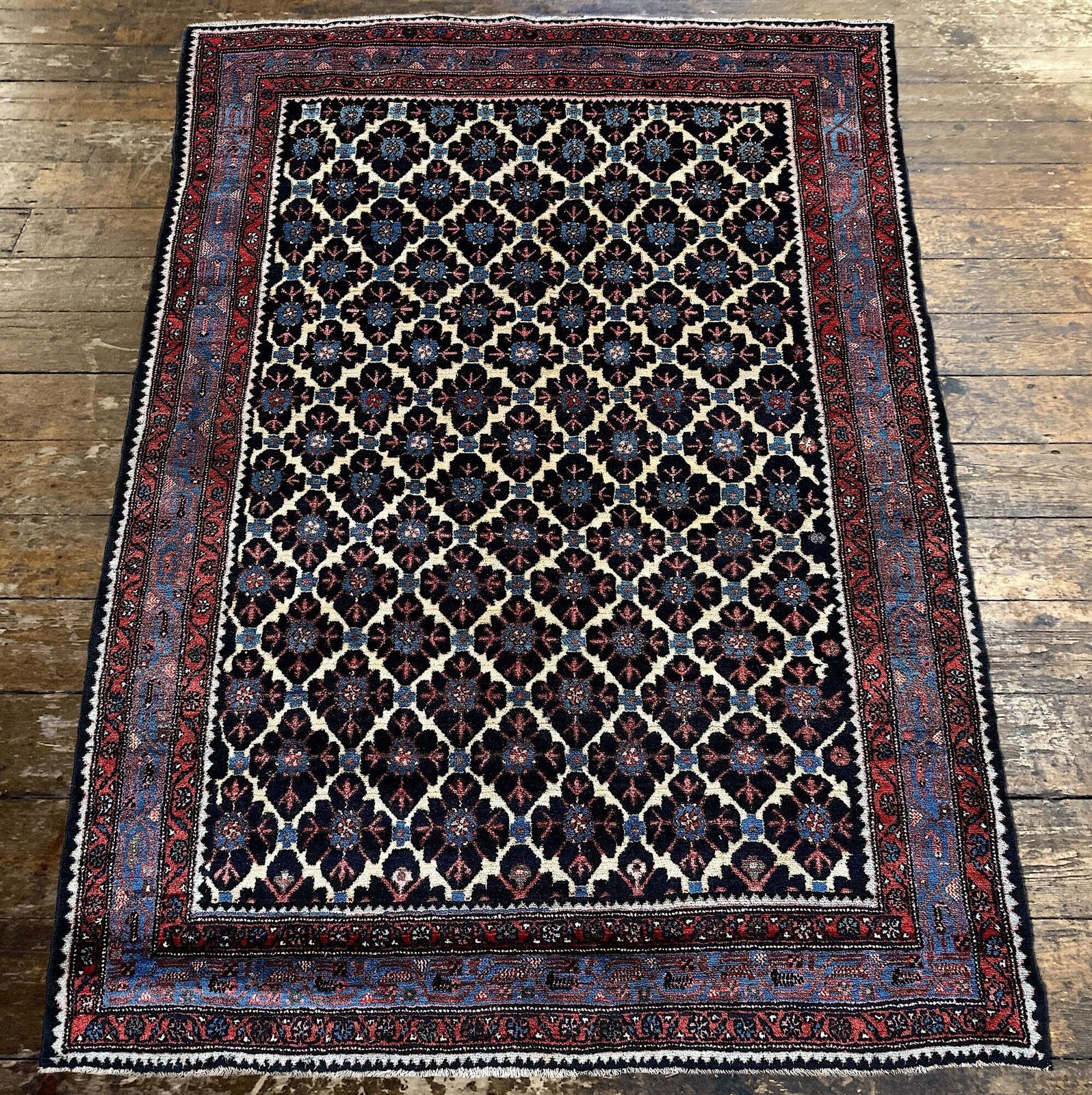 Antique Hamadan Rug 1.96m X 1.43m photo Textiles