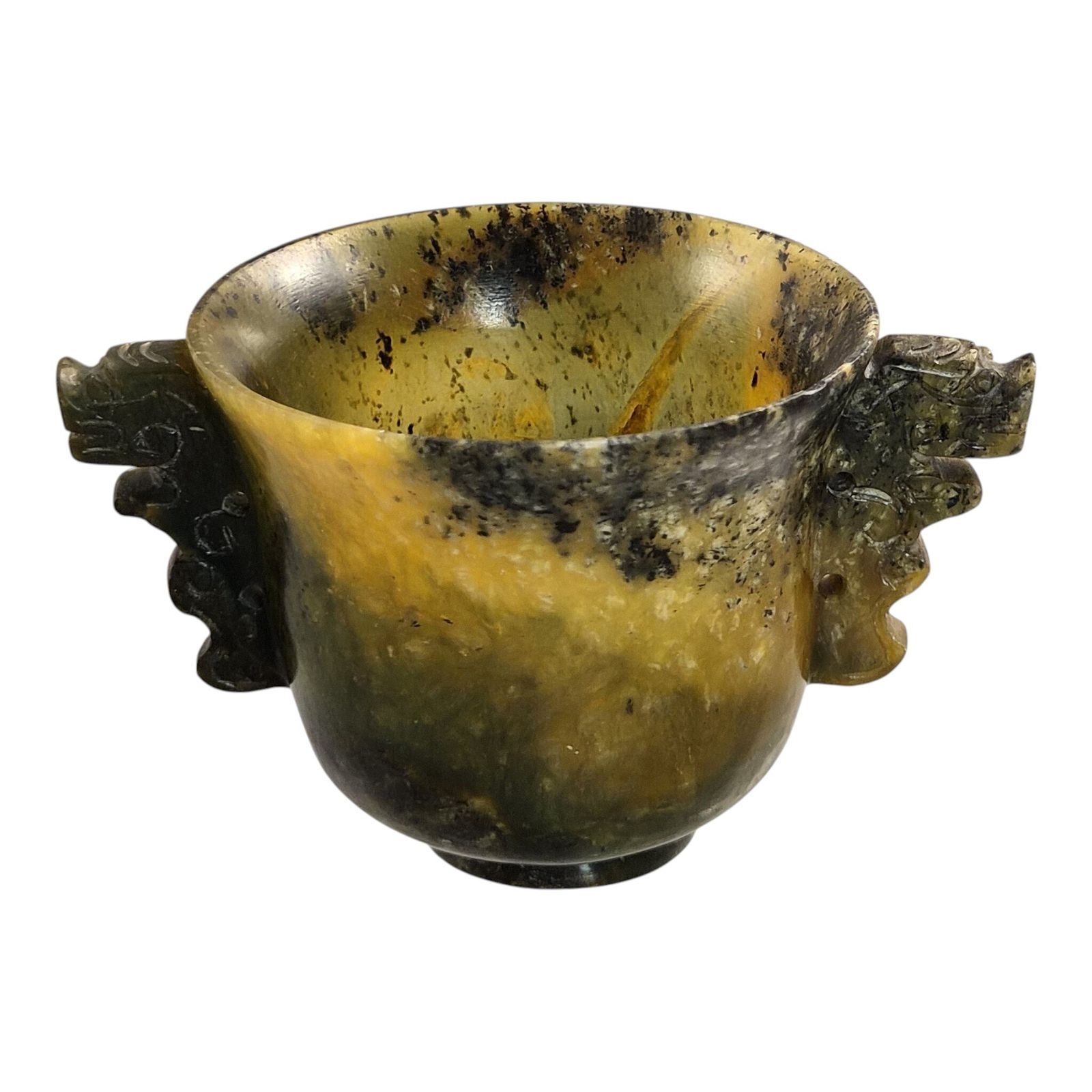 Chinese Nephrite Archaistische Geleerdenkom Met Taotie Handvatten Ca. 1900-1910 photo Woonaccessoires
