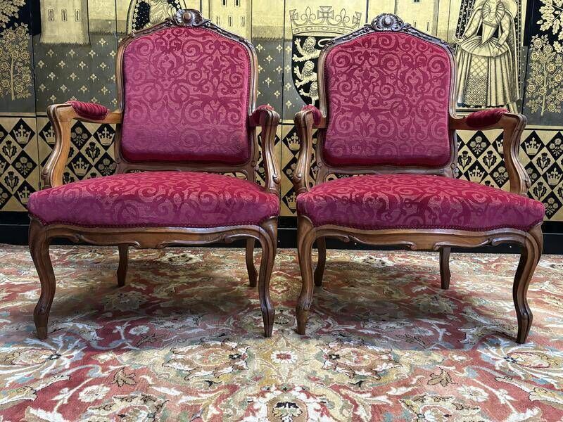 Pair Of Louis XV Style Armchairs, 19th Century photo furniture