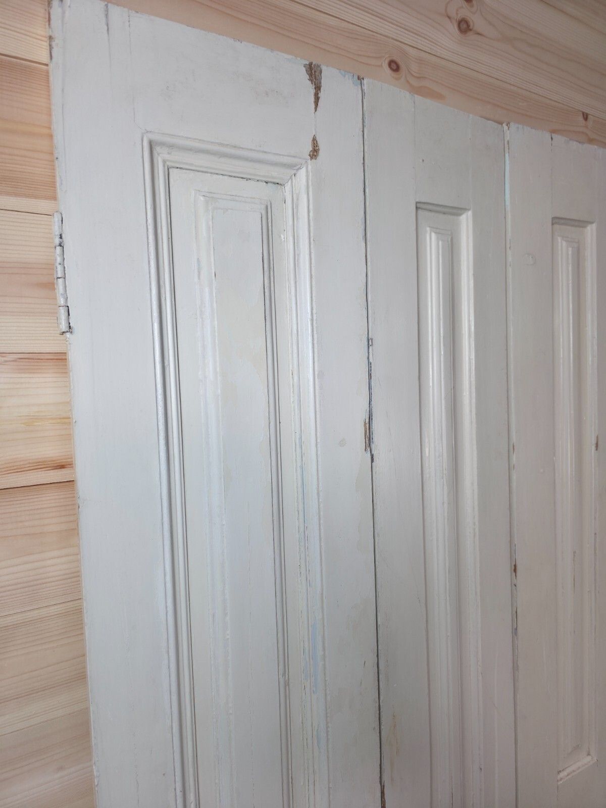 Vintage French Wooden Pine Bi Folding Window Door Shutters Screen Room Divider photo for sale