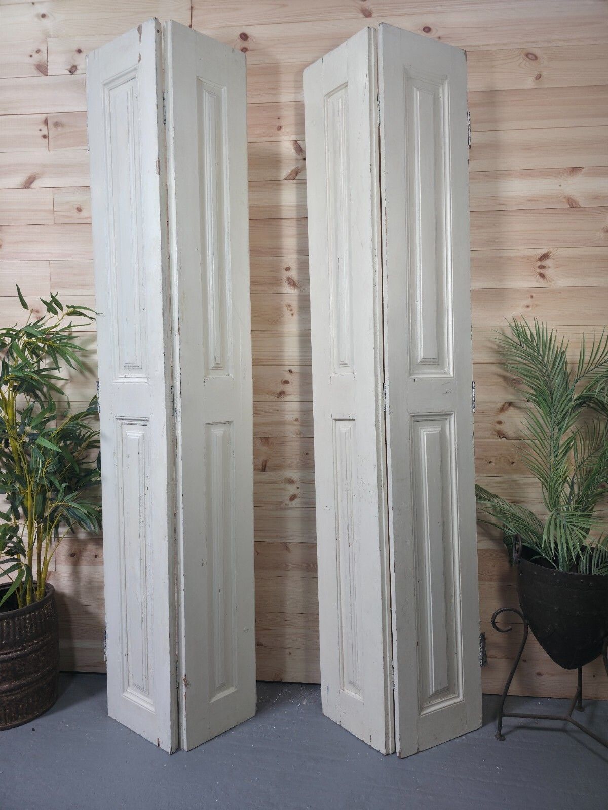 Vintage French Wooden Pine Bi Folding Window Door Shutters Screen Room Divider photo buy