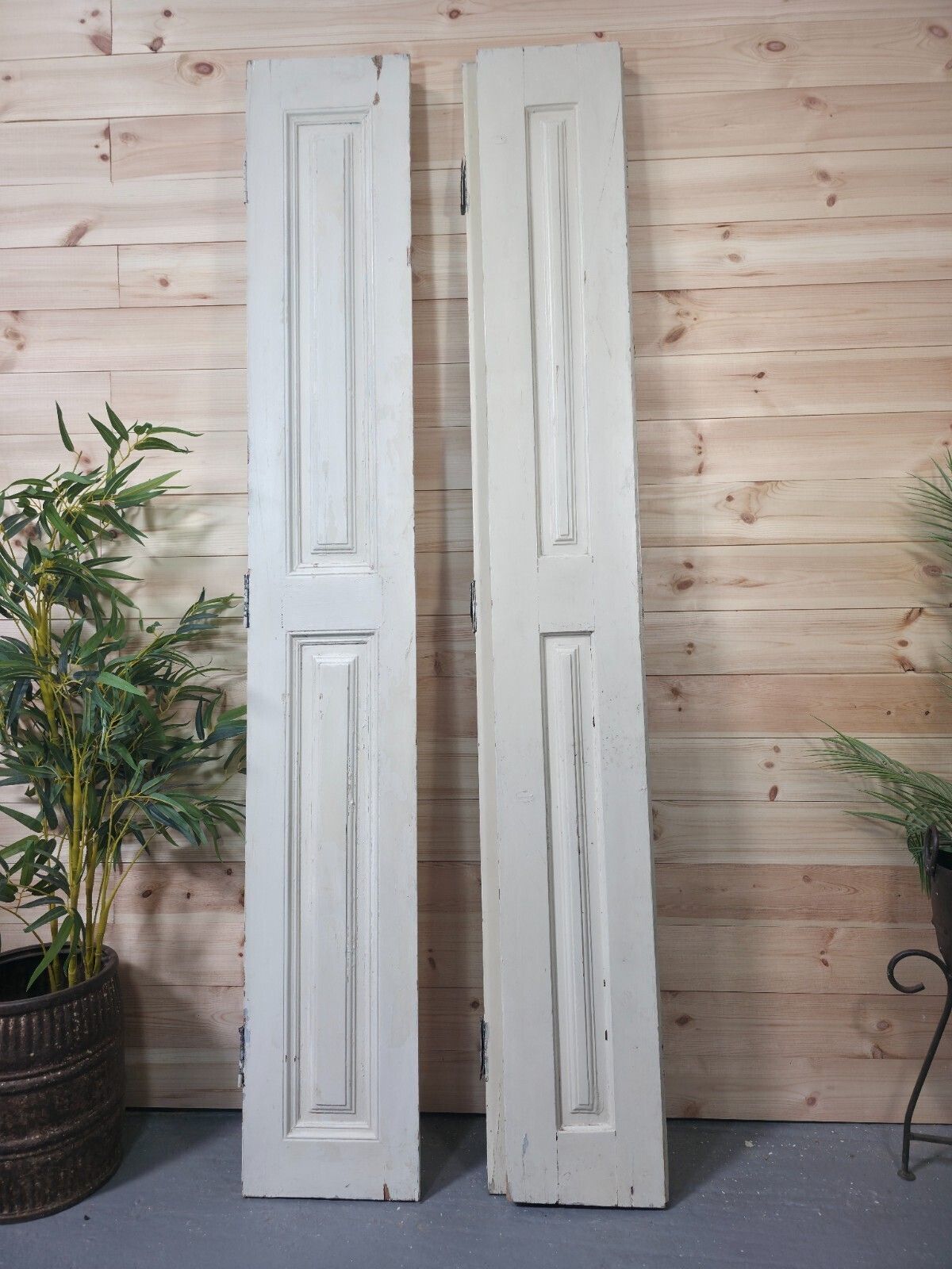photo for sale Vintage French Wooden Pine Bi Folding Window Door Shutters Screen Room Divider