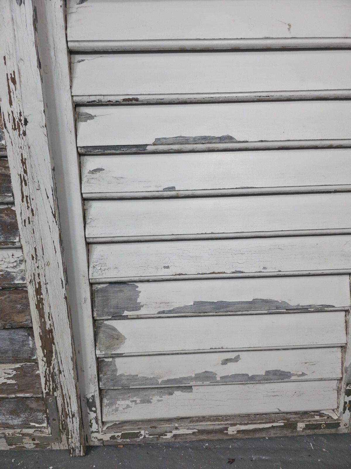 Vintage Antique Pair Rustic French Louvered Pine Wooden Window Shutters photo Home Fixtures
