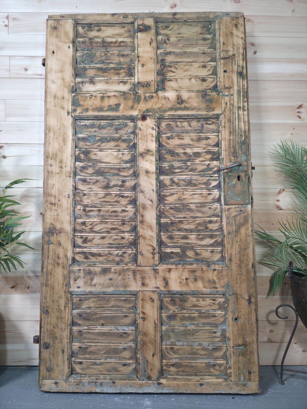 Antique French Rustic Wooden Vineyard Cellar Door photo furniture