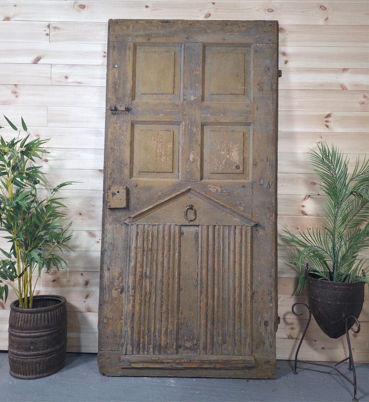 Antique French 19th Century Rustic Wooden Vineyard Cellar Door