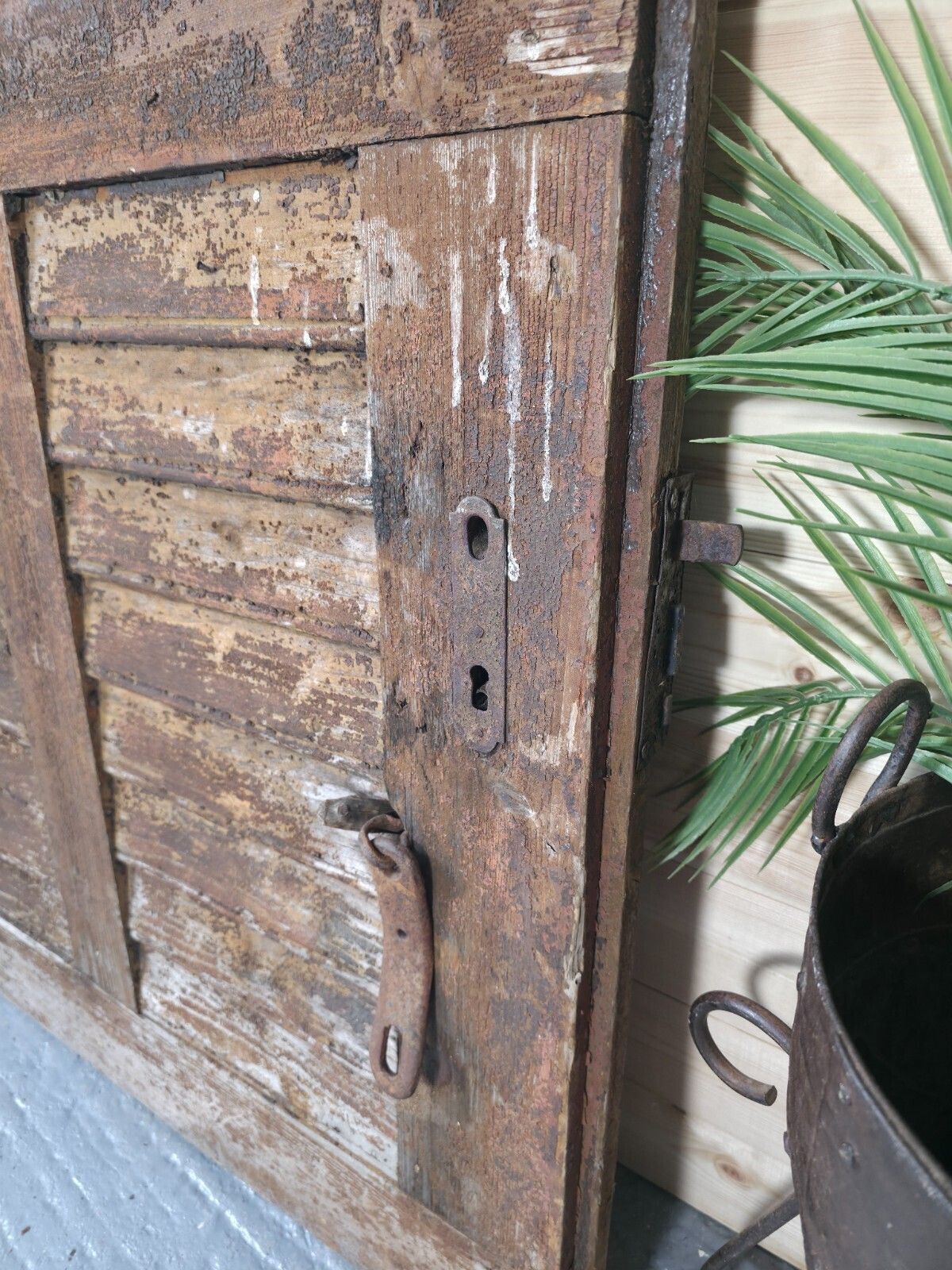 Antique French Split 2 Piece Rustic Wooden Vineyard Cellar Stable Door photo vinterior