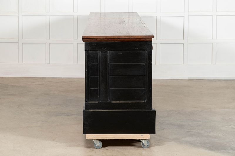 photo furniture Monumental 19thc English Walnut Top Ebonised Pine Haberdashery Shop Counter