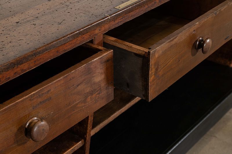 photo buy Monumental 19thc English Walnut Top Ebonised Pine Haberdashery Shop Counter