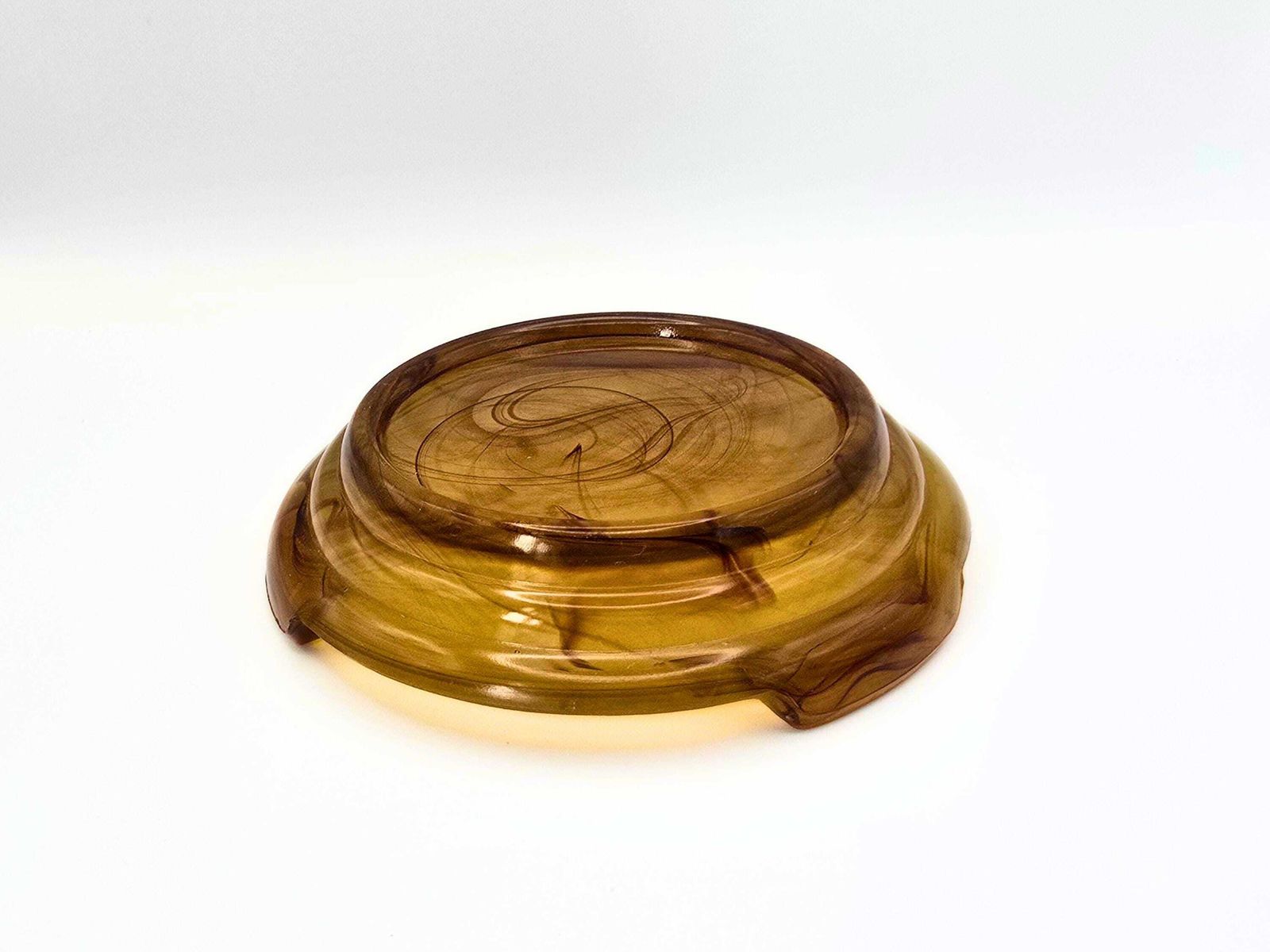 Art Deco Davidson Cloud Glass Flower Bowl   3 Piece Brown Depression Glass 1930s #10/1910 photo 90.0
