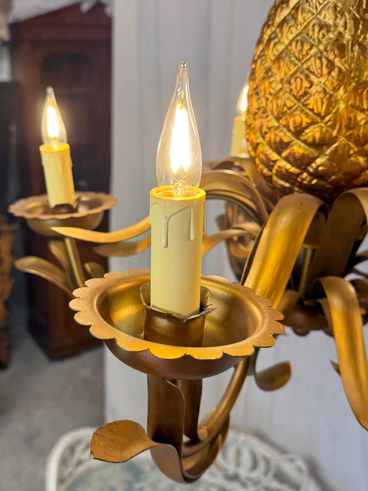 Gold Pineapple Pendant Chandelier By Graham And Green photo Lighting