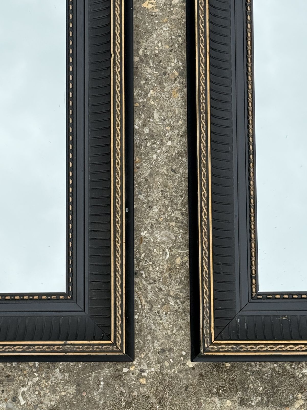 Pair Of Black And Gold Mirrors Minimal Sophisticated Wall Mirrors