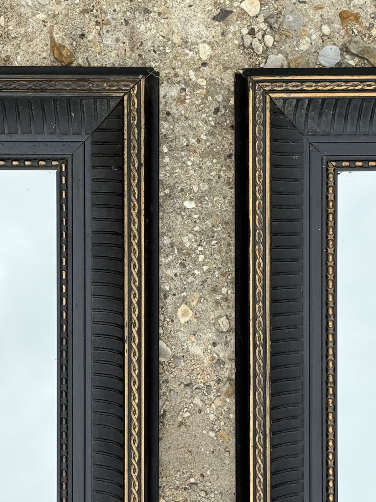 Pair Of Black And Gold Mirrors Minimal Sophisticated Wall Mirrors photo furniture