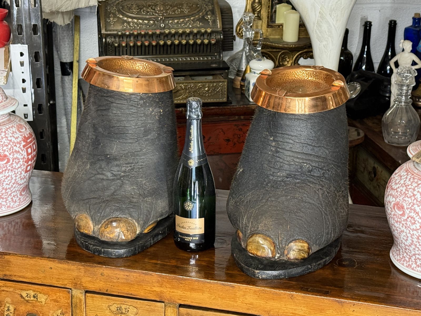 Mature: A Rare Pair Of Victorian Taxidermy Elephant Feet Elephant Foot Stool