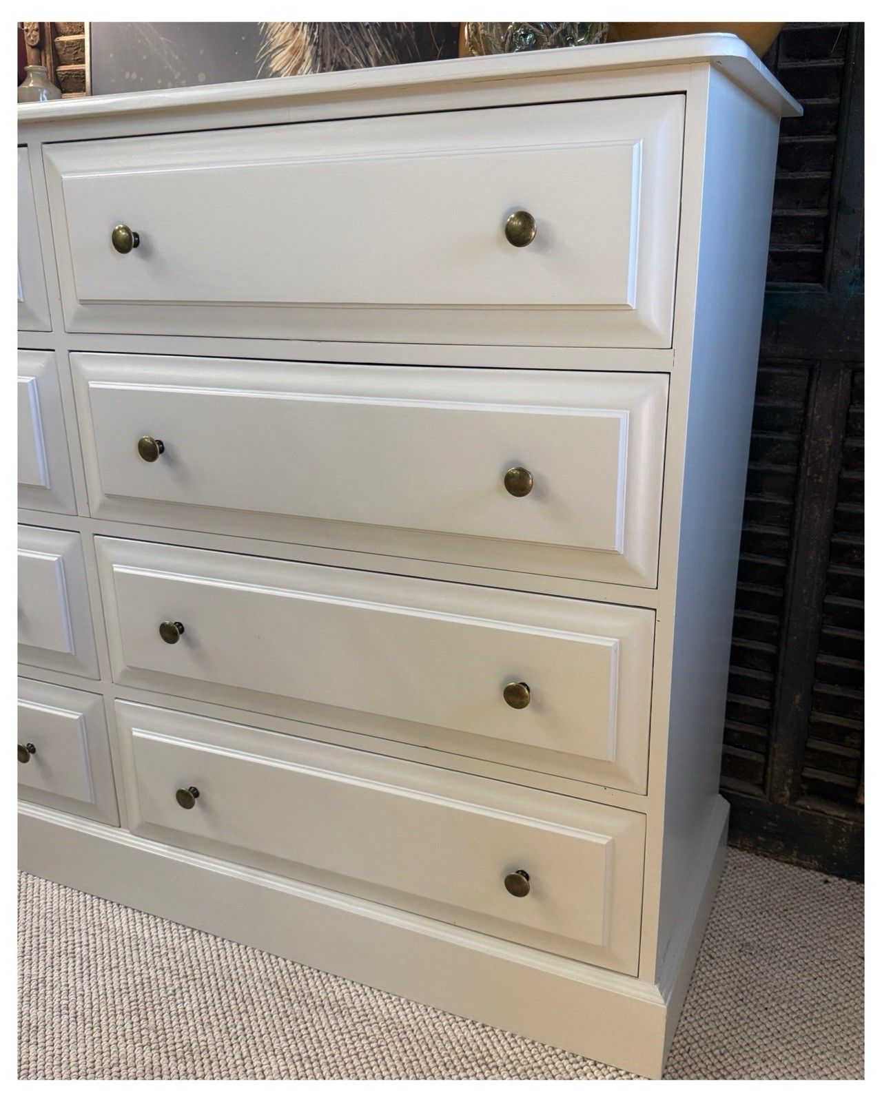 Large Painted Pine Chest Of 8 Drawers Shaded White By Farrow & Ball photo Furniture