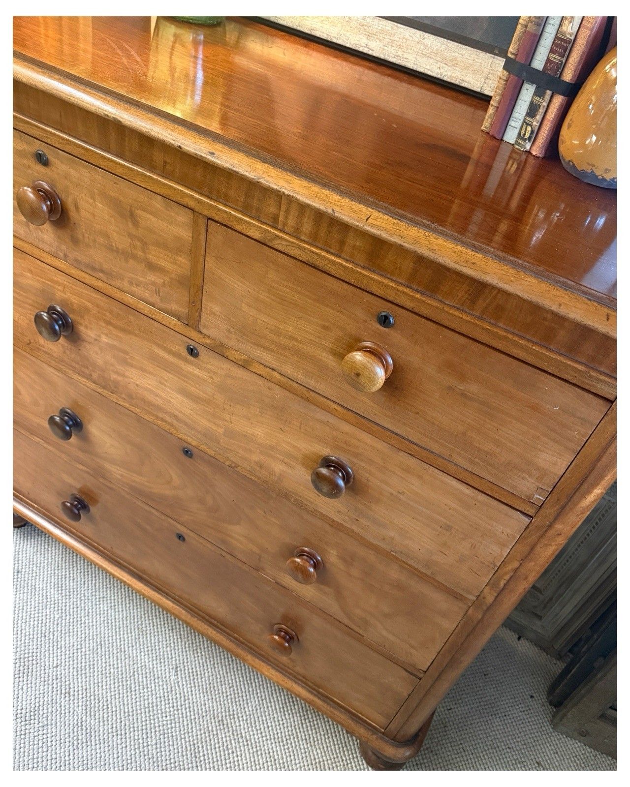 C1870 Large Mahogany Victorian Chest Of Drawers With Tulip Feet photo buy