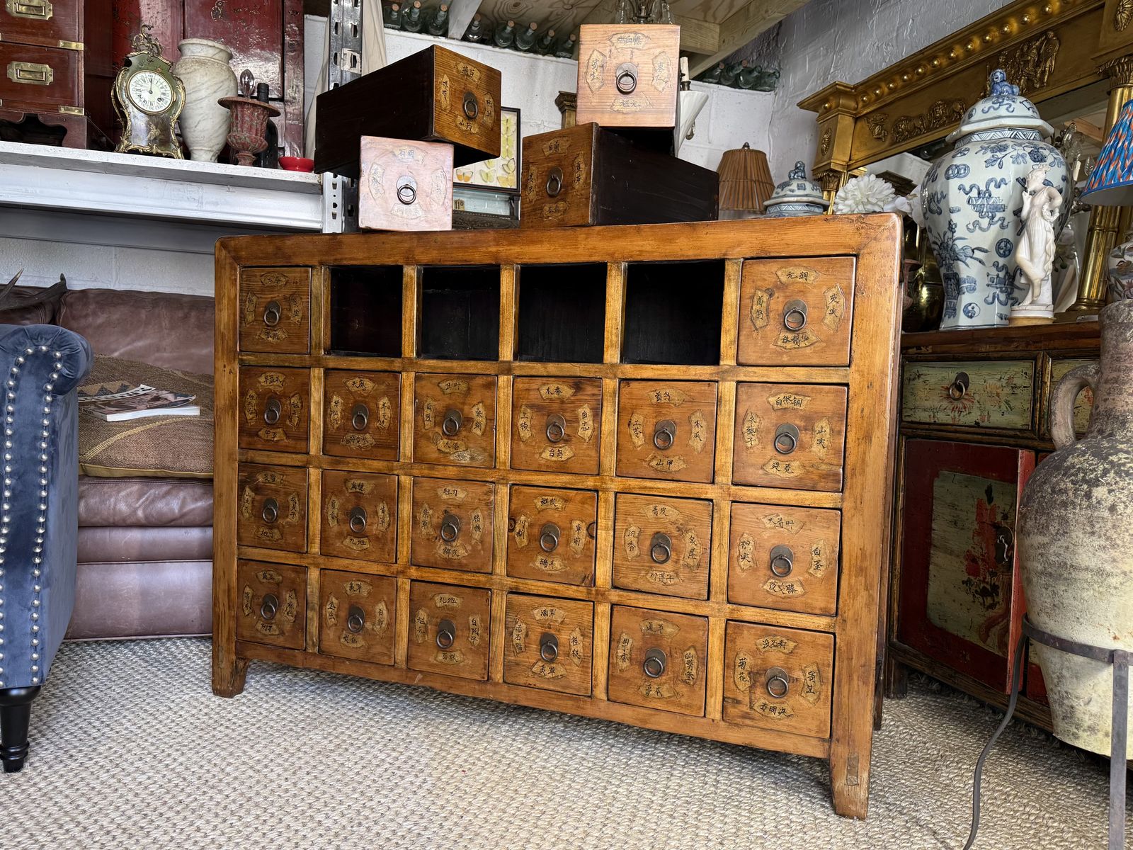 Chinese Apothecary Chest Of 24 Drawers Oriental Sideboard photo for sale