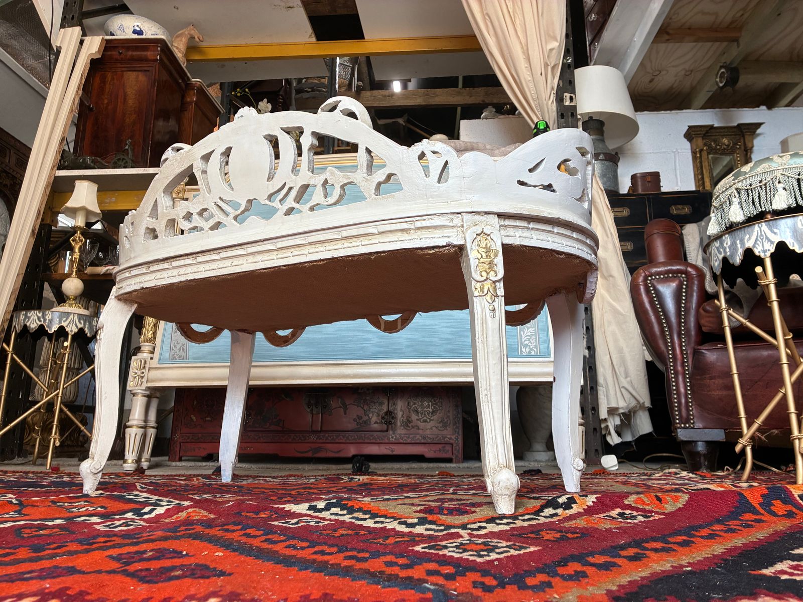 Antique French Window Seat 2 Seater Bench photo buy