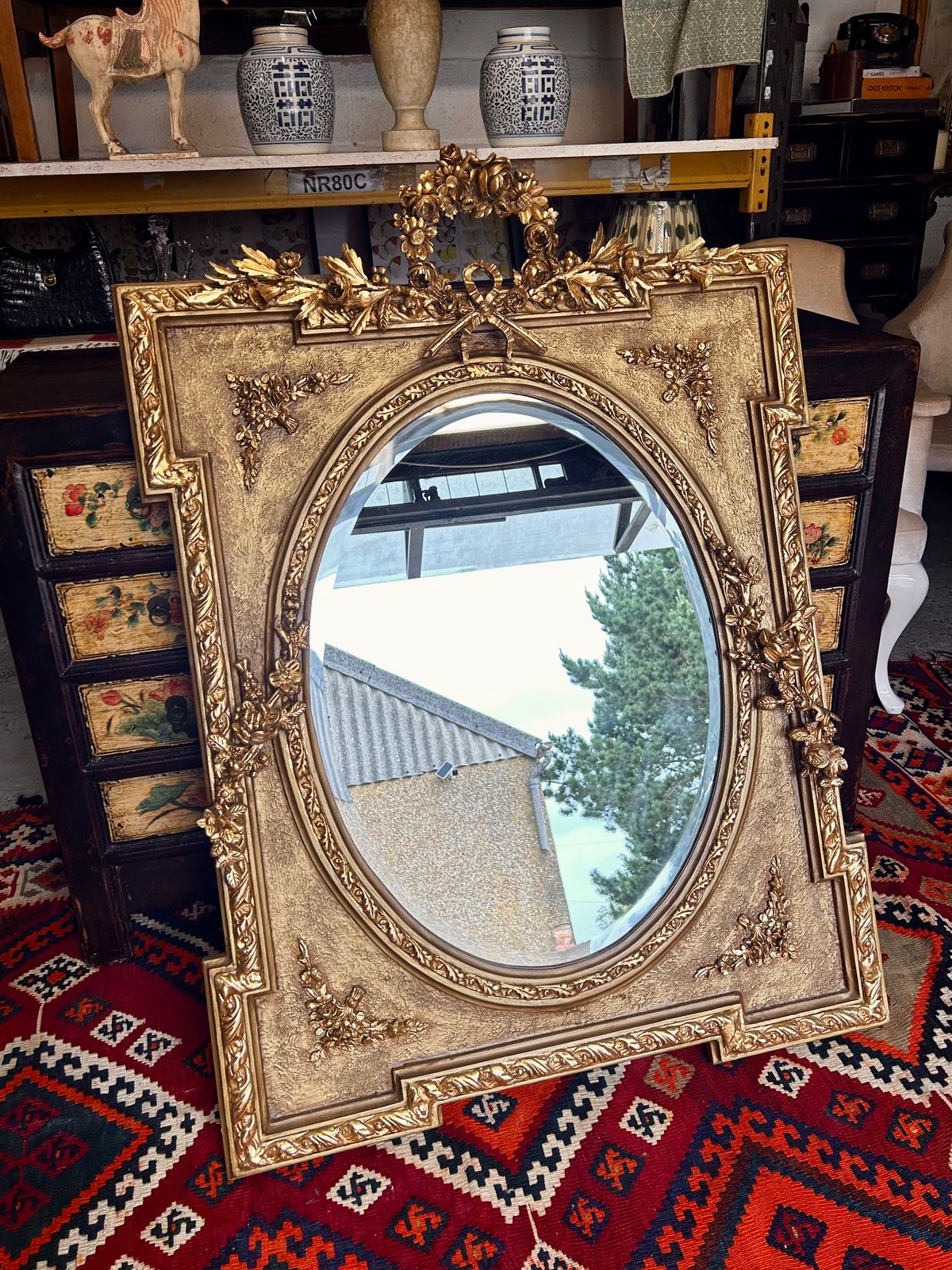 Louis XVI Style Modern Mirror Gilt Wood French Style Wall Mirror