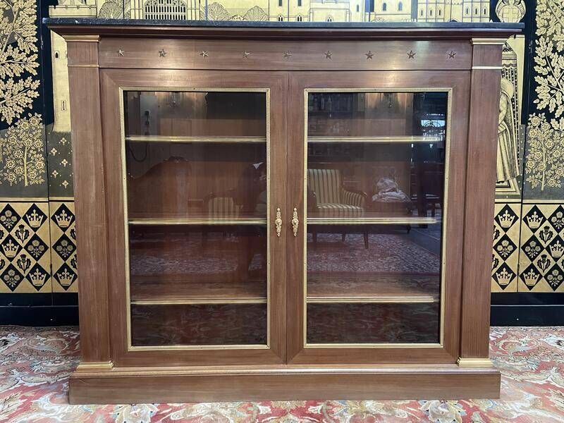 Library   Empire Style Display Cabinet In Mahogany And Black Marble photo furniture