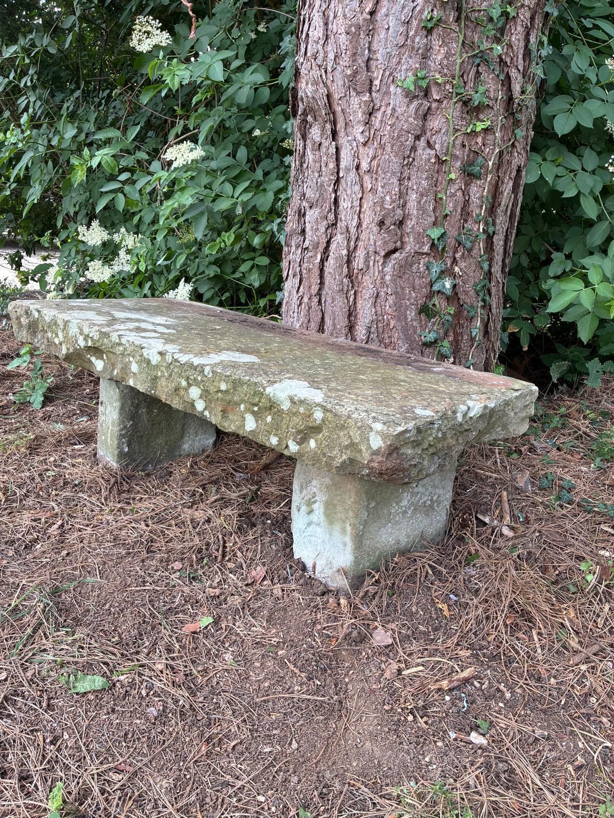 Antique Carved Stone Slab Bench Hand Made Weathered Stone Bench photo for sale