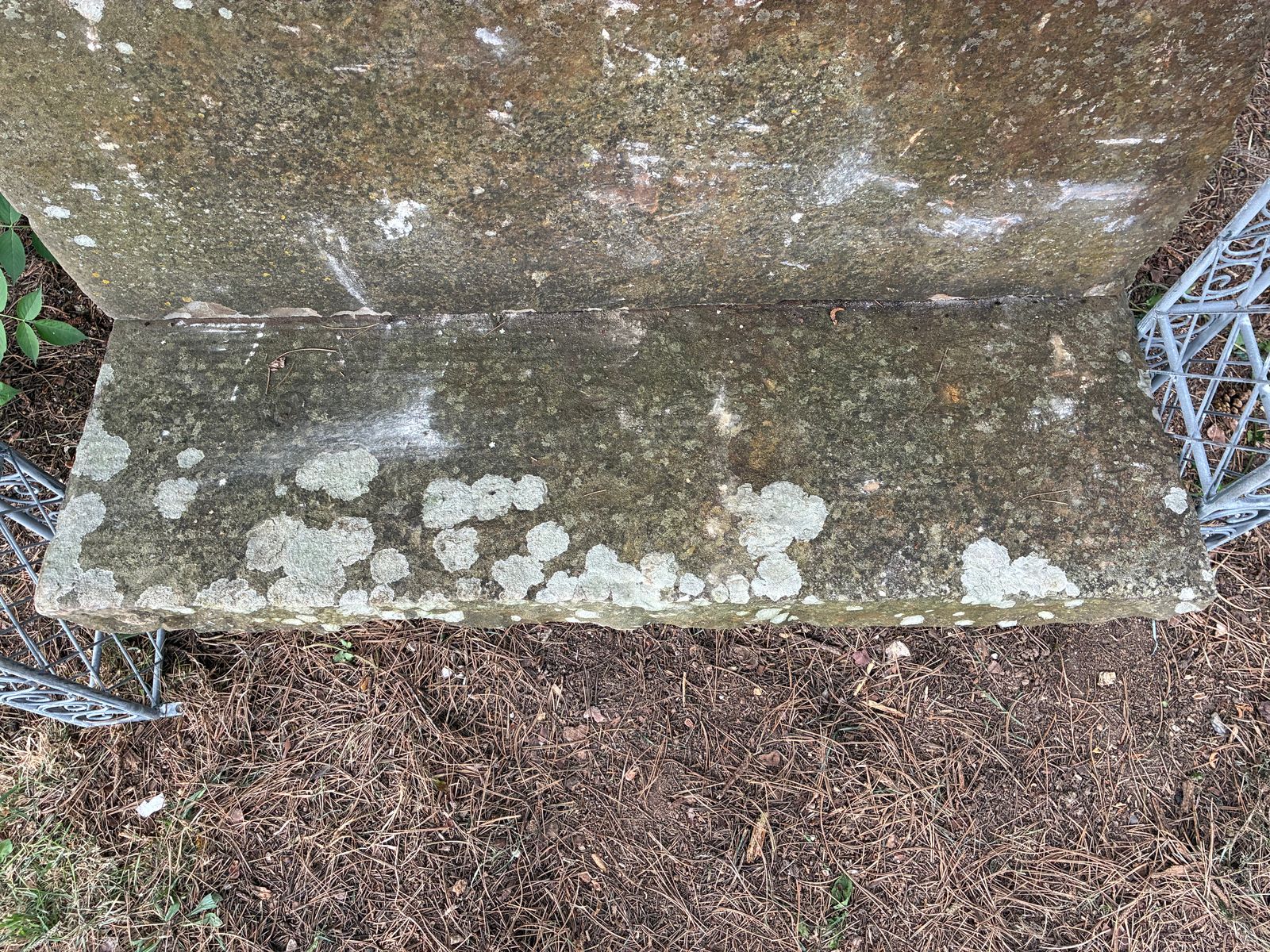 825.0 Antique Carved Stone Slab Bench Hand Made Weathered Stone Bench photo